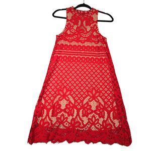Francesca's Collections Red Lace Mini Dress
